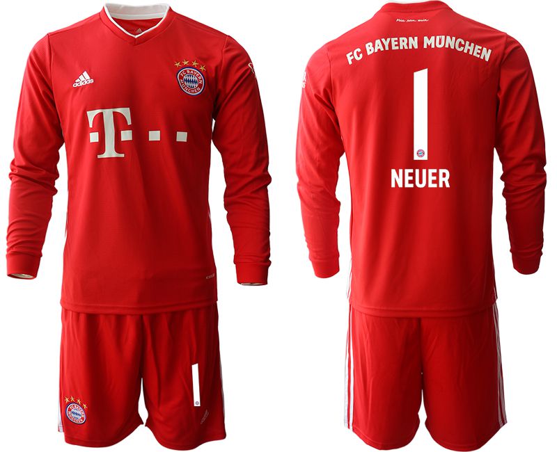 Men 2020-2021 club Bayern Munich home long sleeves #1 red Soccer Jerseys